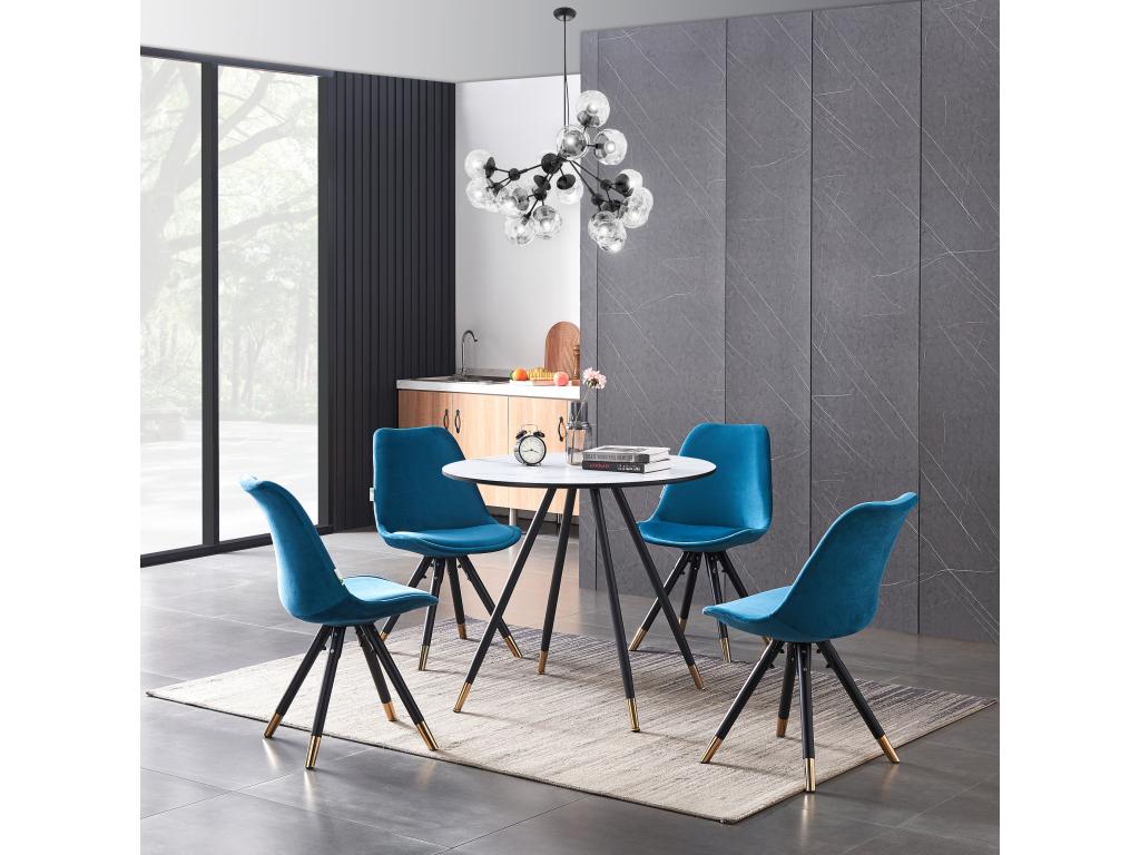 Nidchicshop - Set of 4 Scandinavian Velvet Chairs - Upholstered - Blue 18209KORH