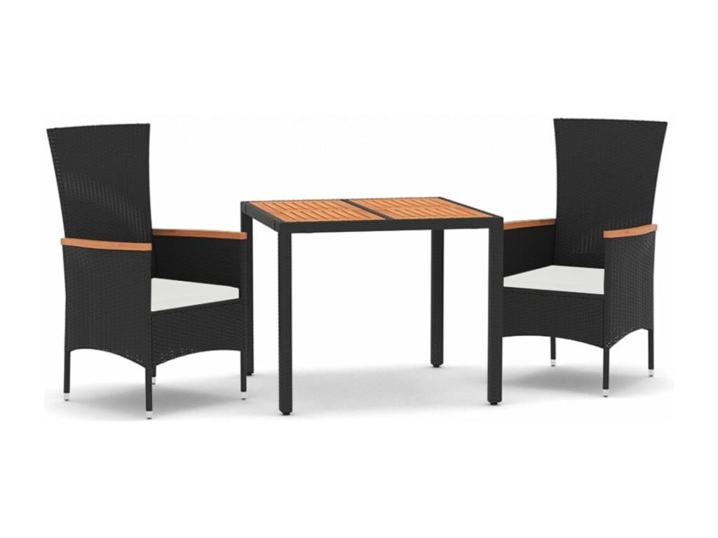 3-Piece Garden Dining Set with Cushions, Black 50656WYAV