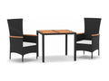 3-Piece Garden Dining Set with Cushions, Black 50656WYAV