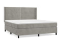 Upholstered bed base and mattress, light grey, 160x200cm, velvet, 67528JHTS