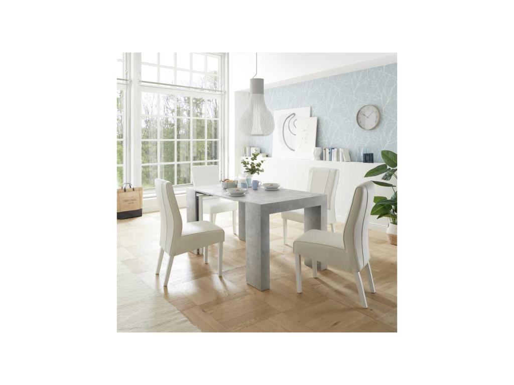 Extendable console table with 5 extensions, light waxed concrete finish - Nidchicshop 73528ZSZK