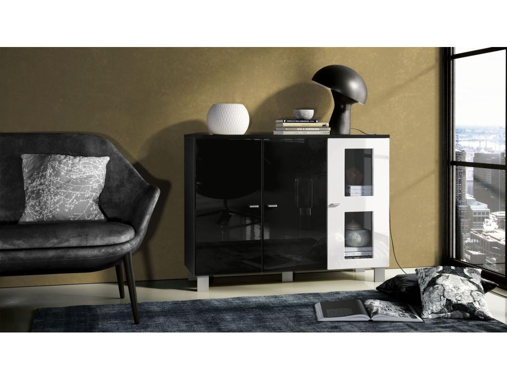 Matte Black and White Lacquered Cabinet (WxHxD) 107x81x35 cm 20041HIGP
