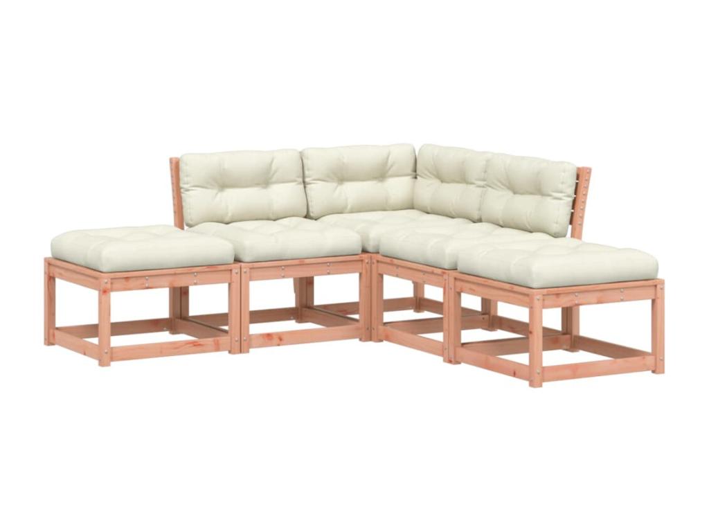 5-piece garden furniture set with cushions, solid wood, Nidchicshop 03968NPNR