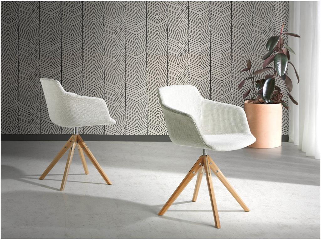 Swivel chair in fabric with light solid ash legs. Nidchicshop-Nidchicshop 01 06493LPLP