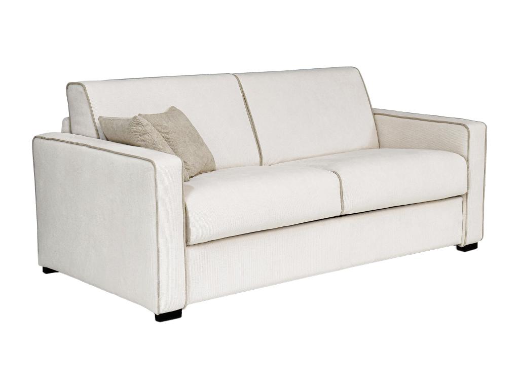 4-seater express convertible sofa in beige textured fabric with memory foam seat and 13 cm mattress FRAPALI 63484QWCG