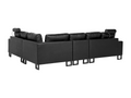 Right-hand corner sofa in black leather with adjustable headrest and washable covers, Stockholm II 61828FXWR