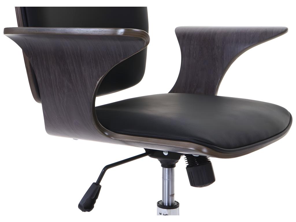 Nidchicshop-C54 office chair, walnut wood design, black fabric, 98112JFRR
