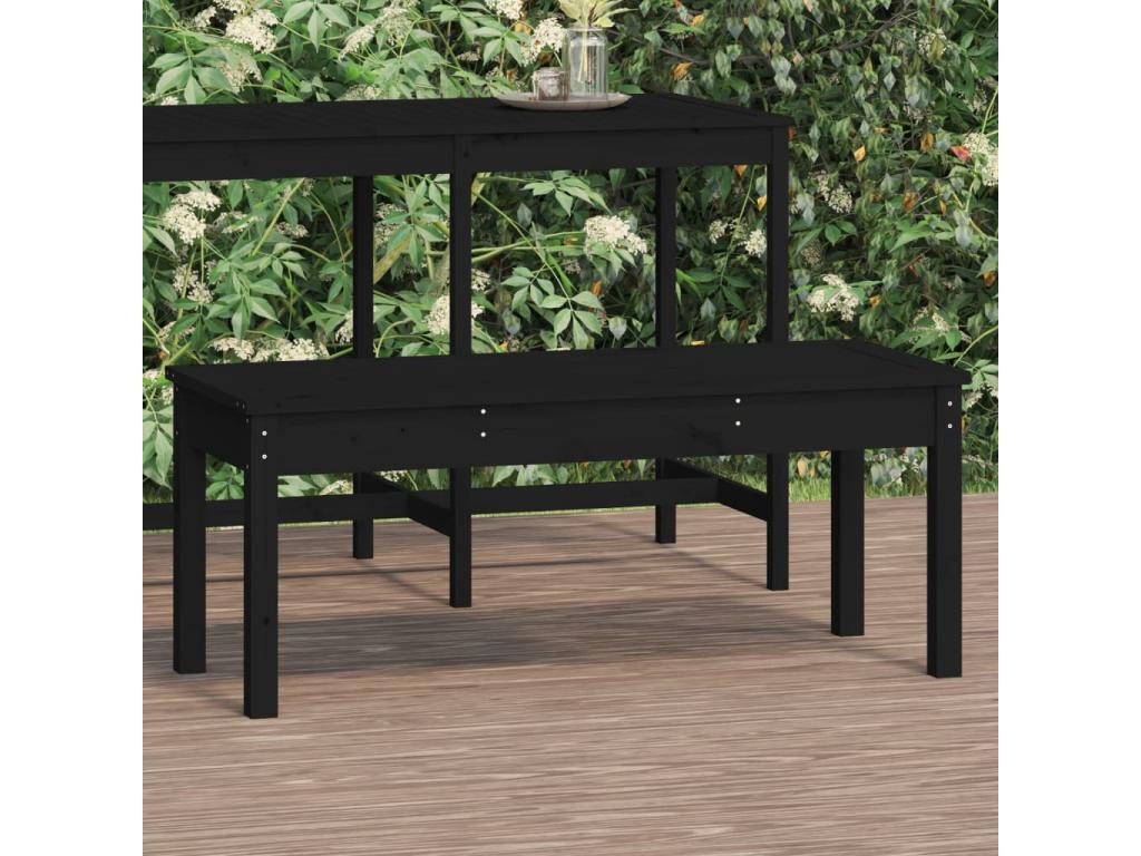 Black garden bench 109x44x45 solid pine wood 77166GMFN