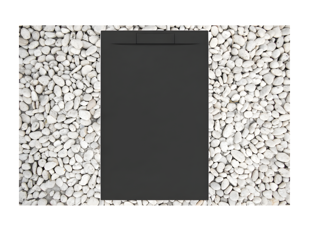 80x170 cm Black Shower Tray, Nidchicshop PLUS Line, Resin and Marble Powder, with Side Drain, MARBLE RESIN 83645VNGA