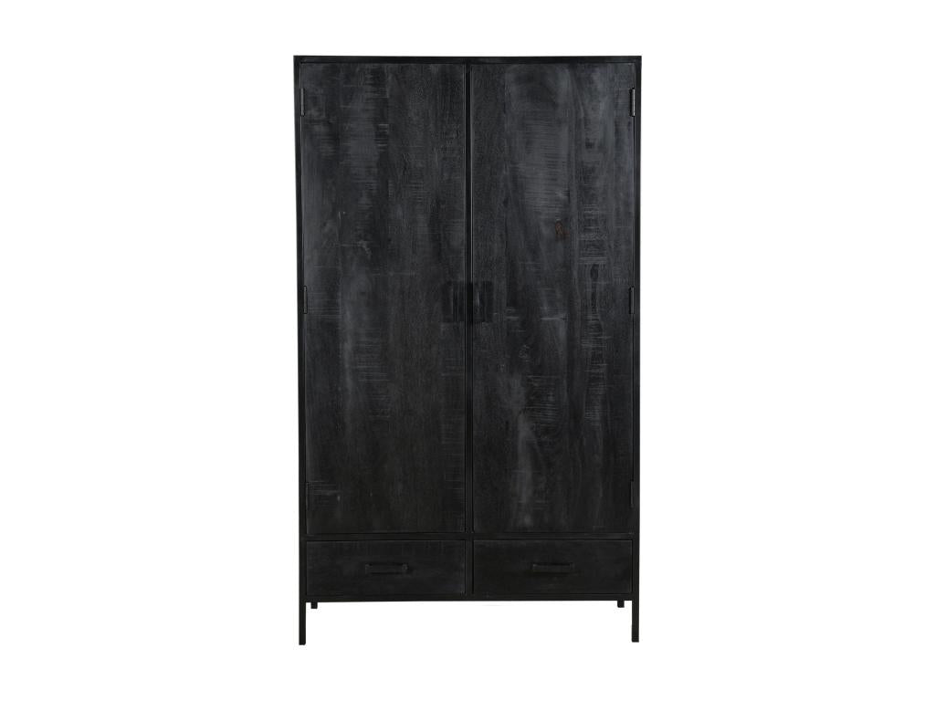 Nidchicshop high sideboard with 2 doors and 2 drawers in solid black mango wood and metal 14167OOEJ