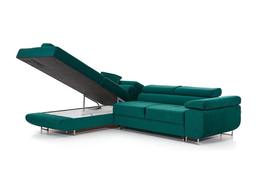 Nidchicshop 275cm Left-Hand Corner Sofa Bed in Light and Dark Grey Velvet 88973TVGU