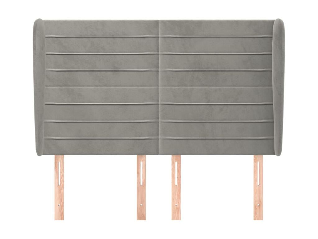 Headboard with wings, light grey, 147x23x118/128 cm, velvet, 97673CKQK