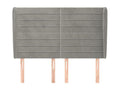 Headboard with wings, light grey, 147x23x118/128 cm, velvet, 97673CKQK