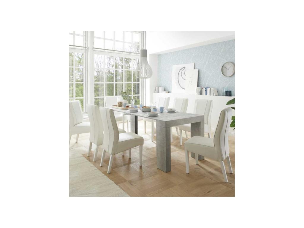 Extendable console table with 5 extensions, light waxed concrete finish - Nidchicshop 73528ZSZK