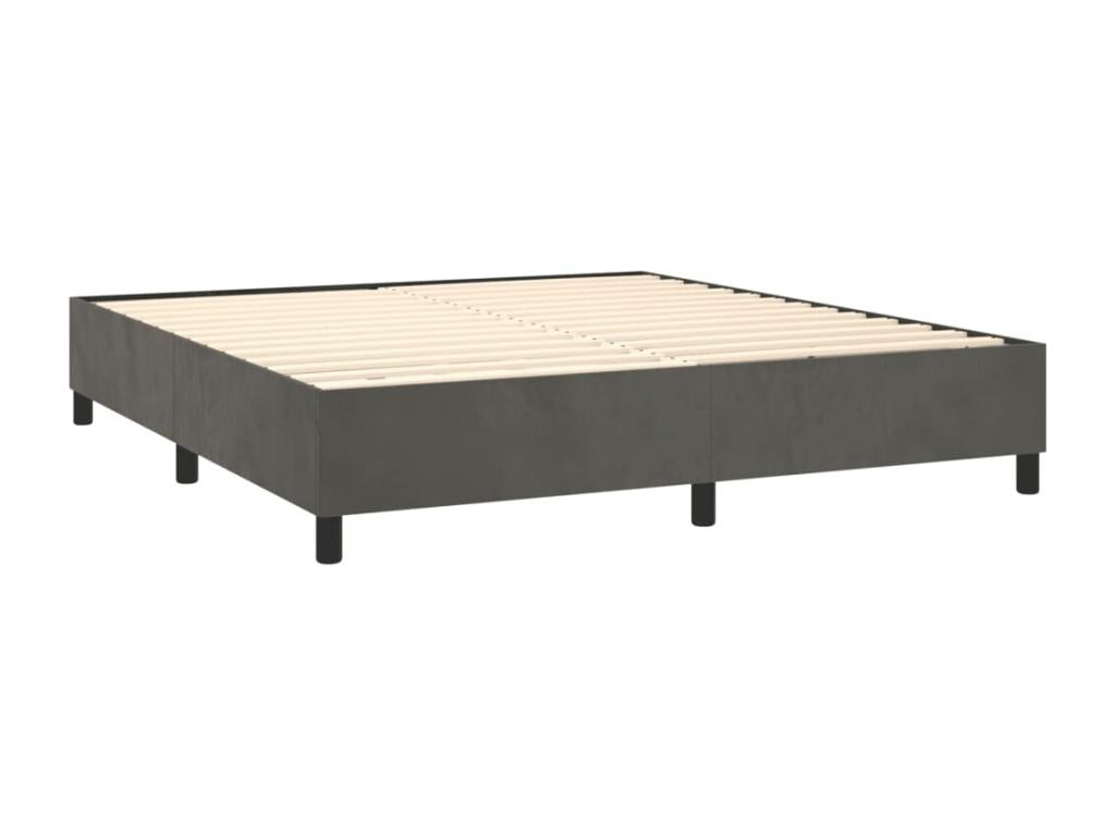 Upholstered bed base and mattress, Dark Grey, 200x200cm, Velvet, 67902YQYB