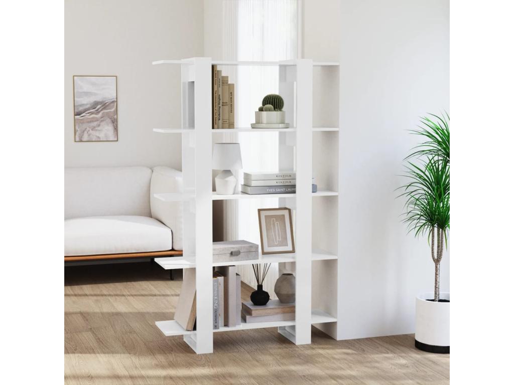Bookshelf/Room Divider, Glossy White, 100x30x160 cm, 60165JZFE