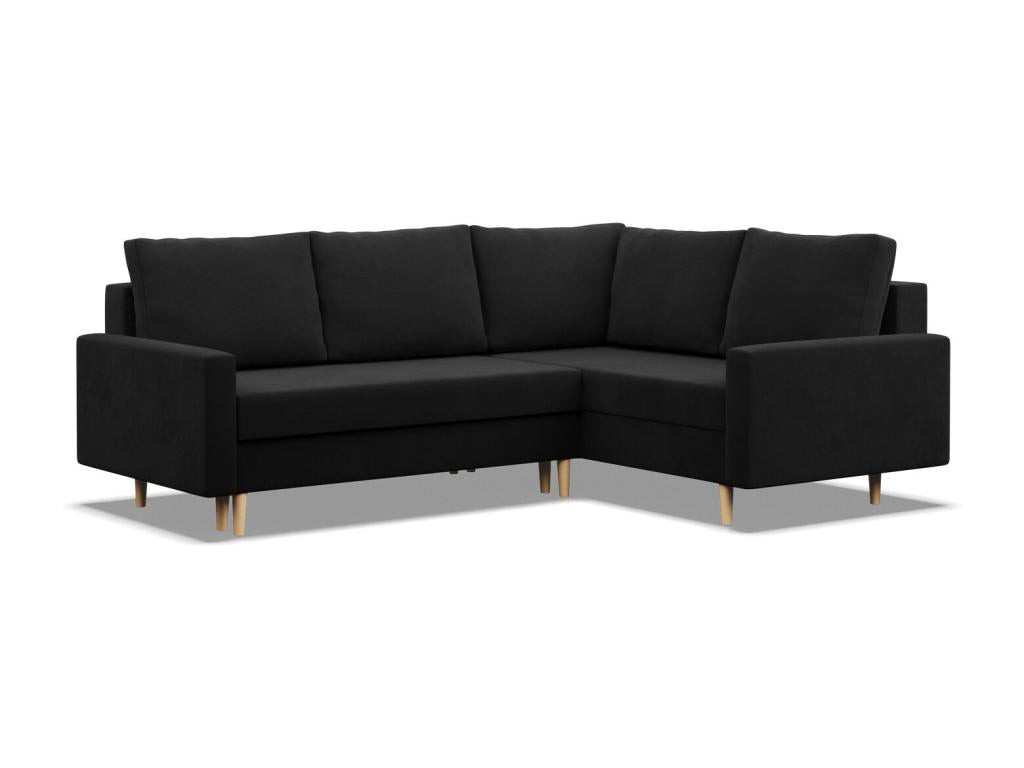 Right Corner Sofa with Sleeping Function, Reversible Cushion, Black 96140LXXR