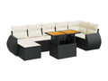 8-piece garden furniture set with cushions, black resin wicker, 47607TQCI