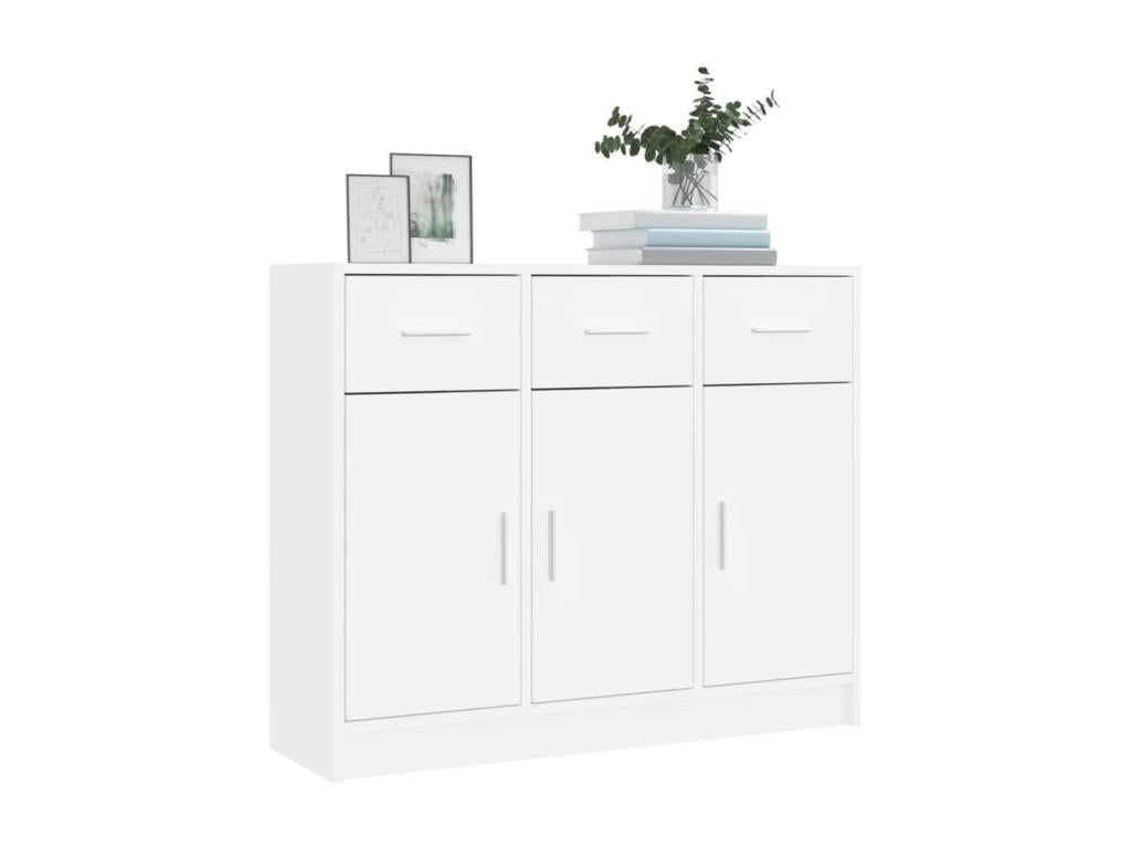 White sideboard 91x28x75 cm engineered wood 09326PQMQ