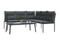 Garden sofa and cushion set, black steel and textilene, 44163AOHZ