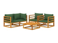 5-piece garden furniture set with green solid wood cushions 55876TIIF