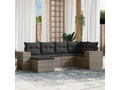 6-piece garden furniture set with grey resin wicker cushions 12628QADD