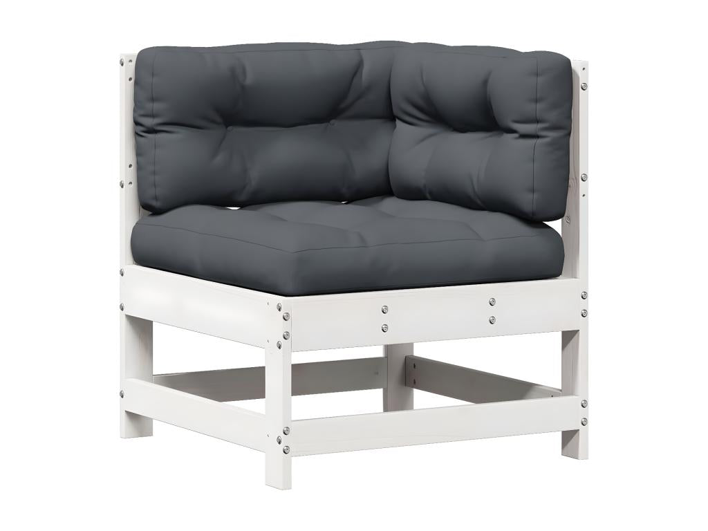 5-piece garden furniture set with cushions, white, solid pine wood, 50921IZLT