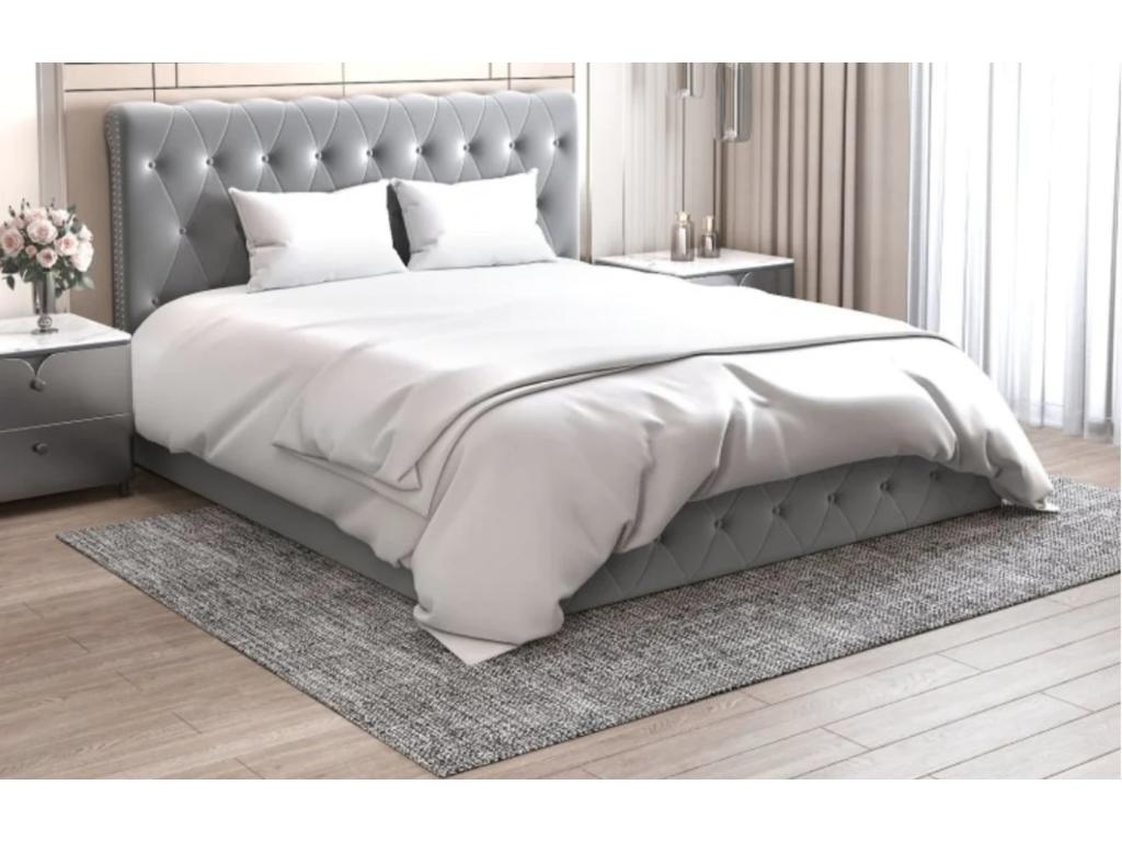 Nidchicshop Velvet Upholstered Storage Bed - Grey - 160x200 00434LTNZ
