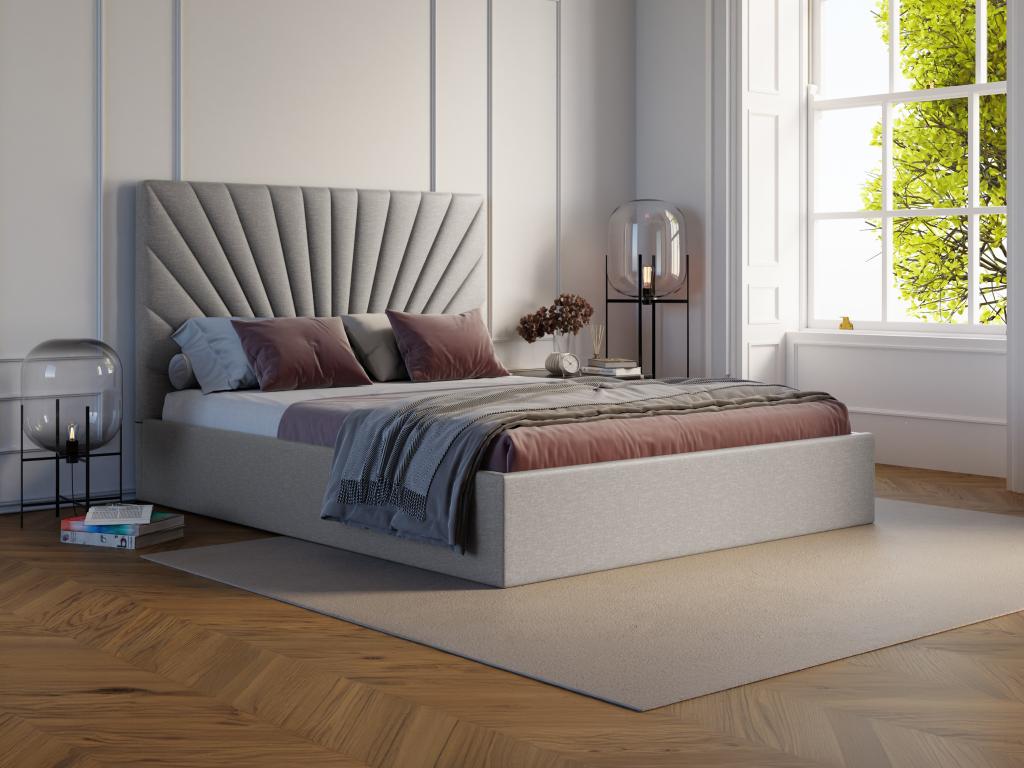 Storage bed 140x190 cm - Fabric - Light gray - Calmetop 30809PFNE