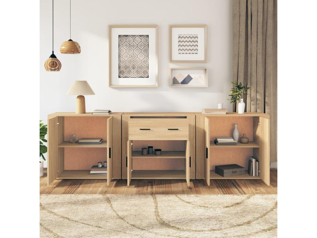 3-Piece Oak Buffet Set, Nidchicshop Engineered Wood, 34275UNIV