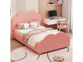 Single bed 90x200cm children's bed with Calmetop slatted base and cloud-shaped headboard and footboard, pink velvet bed 27026XQOR