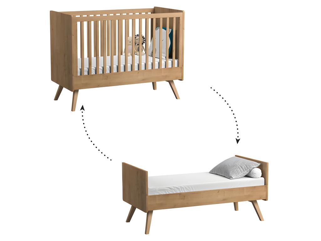 Complete nursery set: convertible crib, 3-drawer dresser, 2-door wardrobe, Vintage White Wood 74338LPZJ