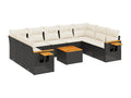 10-piece garden furniture set with cushions, black resin wicker, 08068KVWK