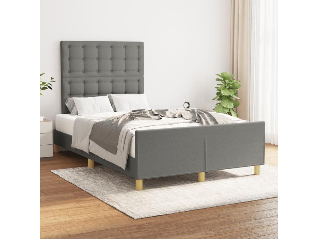 Bed frame with dark grey headboard 120x190 fabric 28593VOAJ