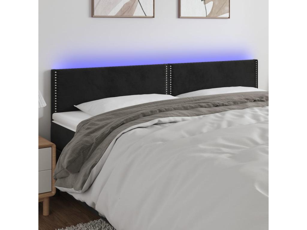 Black LED Headboard 200x5x78/88 cm Velvet 58411EWCQ