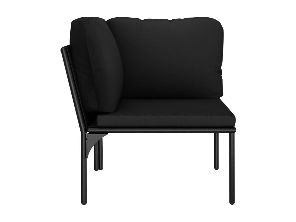 6-piece garden furniture set with cushions, black PVC, 05303LPYM