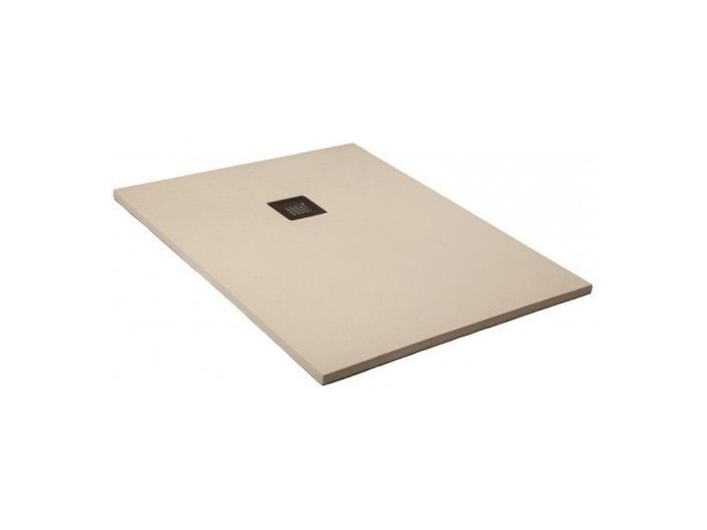 Nidchicshop Extra Thin White Shower Tray 145x120 cm, Made of Synthetic Resin and Marble Powder, with Freestanding Drain 70588TDMG