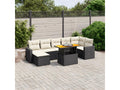 8-piece garden furniture set with cushions, black resin wicker, 36787MOCH