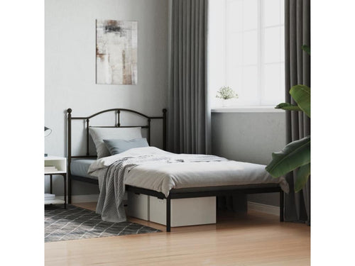 Metal bed frame with black headboard 107x203 87554OCRQ