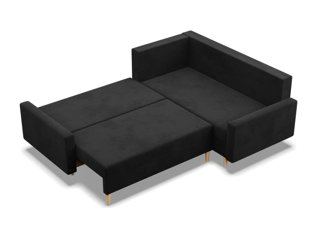 Right Corner Sofa with Sleeping Function, Reversible Cushion, Black 96140LXXR