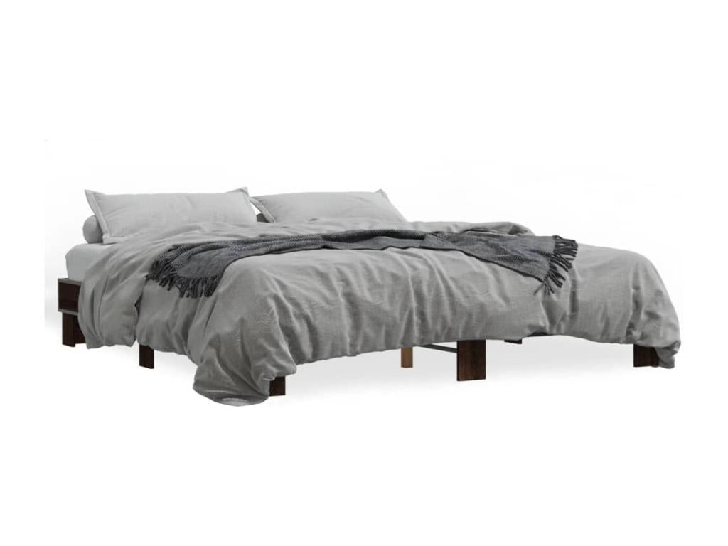 Brown oak bed frame 180x200 cm engineered wood and metal 34370SPXG