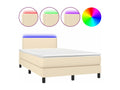 Upholstered bed base with mattress and LED lighting, Cream, 120x200 cm, Fabric 82314TIXQ