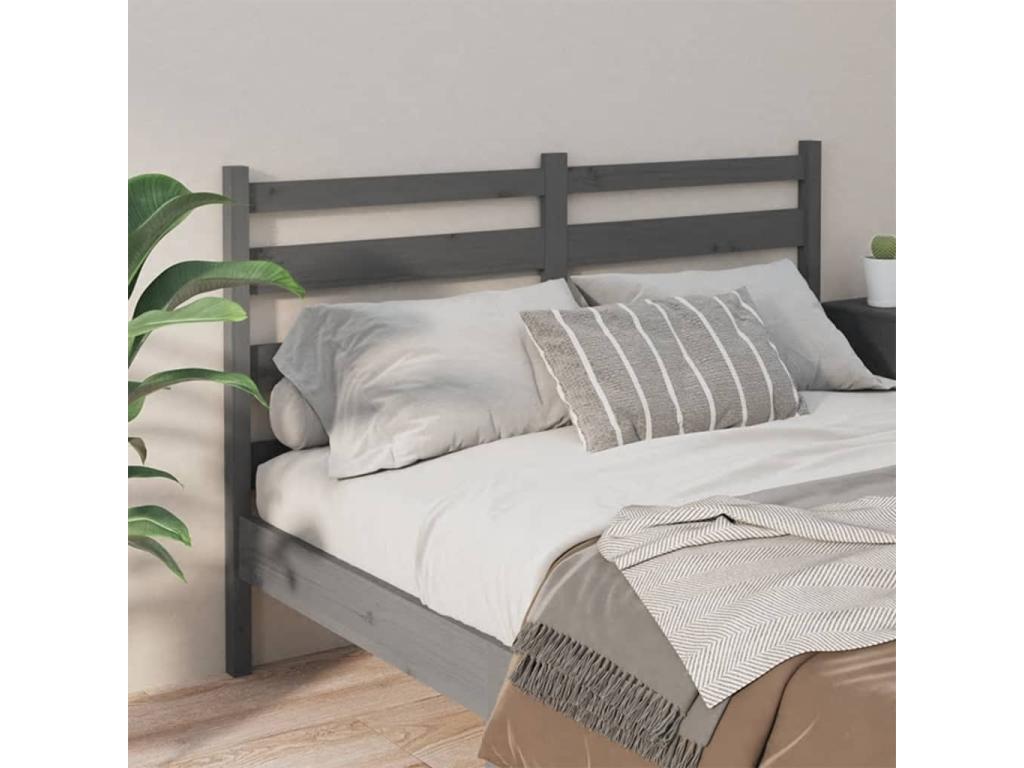 Grey Headboard 156x4x100 cm Solid Pine Wood 08112JDRQ