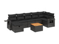 8-piece garden furniture set with cushions, black resin wicker, 39737TZIX