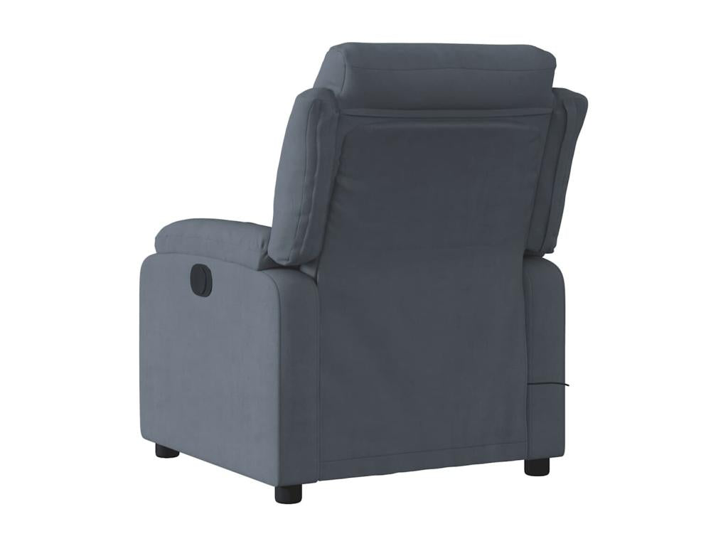 Dark grey velvet reclining massage chair 41984WRJO