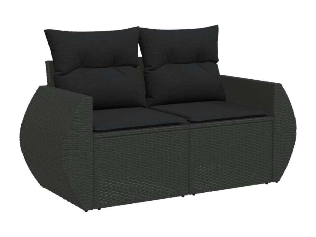 10-piece garden furniture set with cushions, black wicker resin 55593ITBY