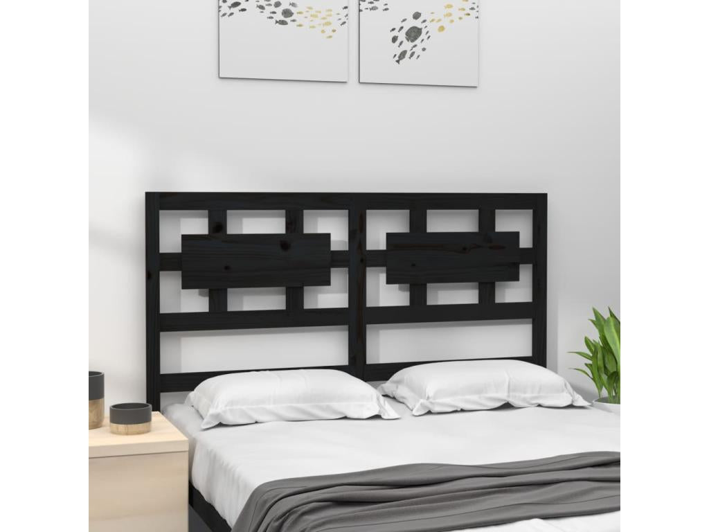 Black Headboard 205.5x4x100 cm Solid Pine Wood 24490EOWR