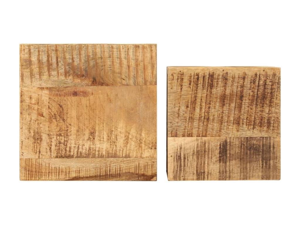 Set of 2 Side Tables, Solid Mango Wood, 87769LSRS