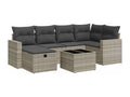 Garden furniture set with cushions, 7 pieces, light grey woven resin, 58871RNOS