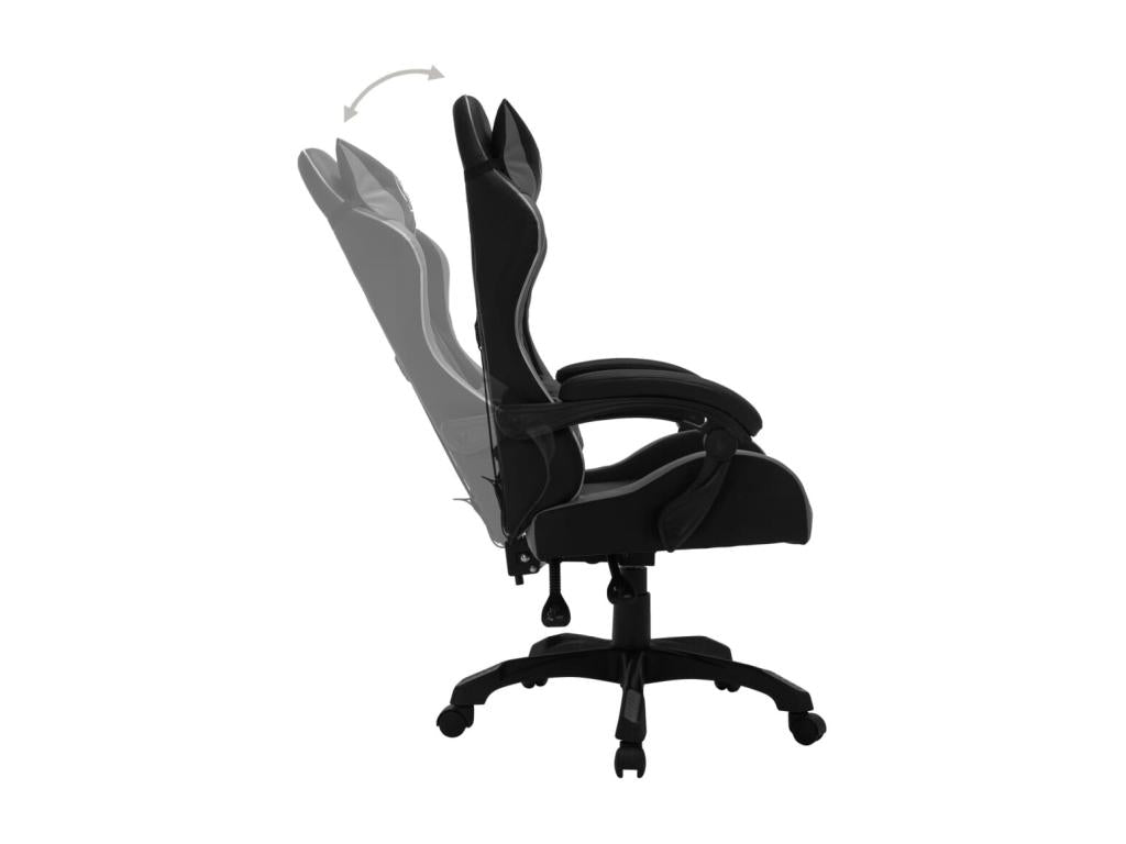Gaming chair with RGB LED lighting, grey and black faux leather, 87593OCIT